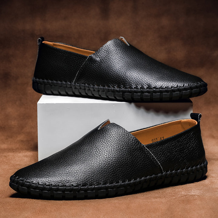 Men's soft leather slip-on loafer shoes