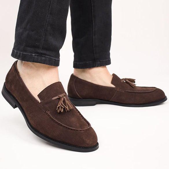 dark brown men's summer slip-on tassels loafers