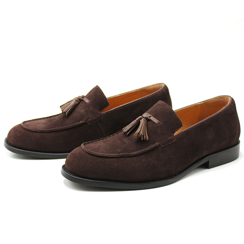 dark brown men's summer slip-on tassels loafers