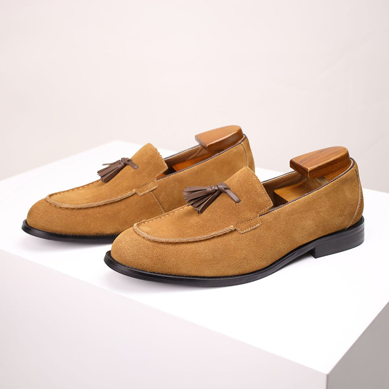 camel men's summer slip-on tassels loafers