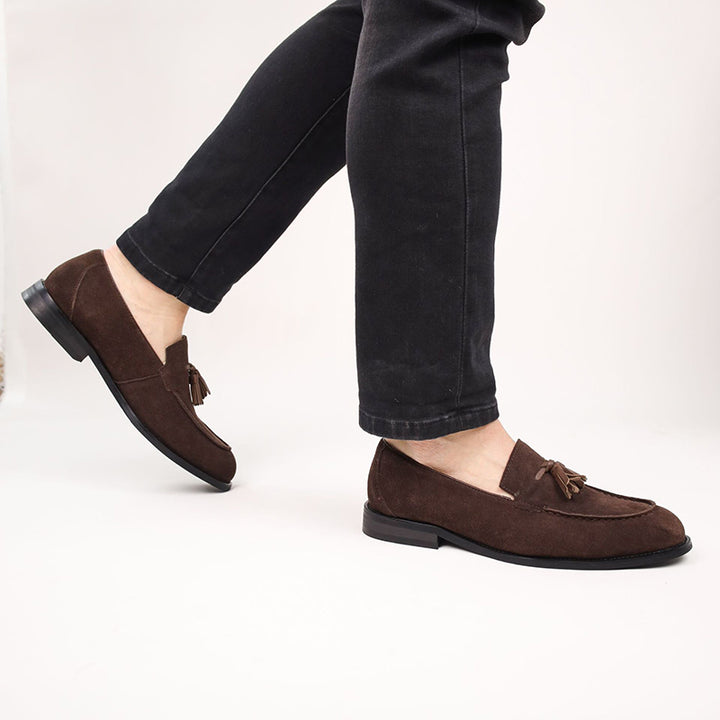 dark brown men's summer slip-on tassels loafers