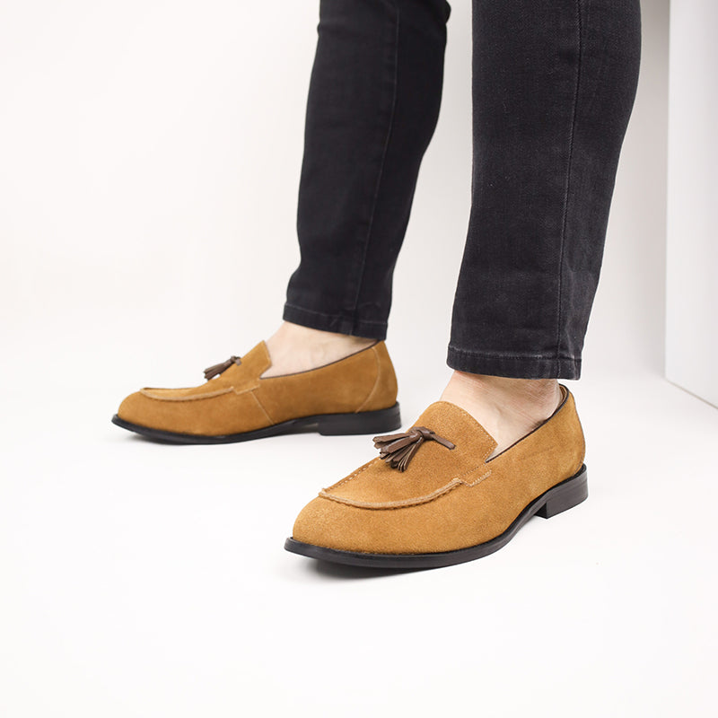 camel men's summer slip-on tassels loafers