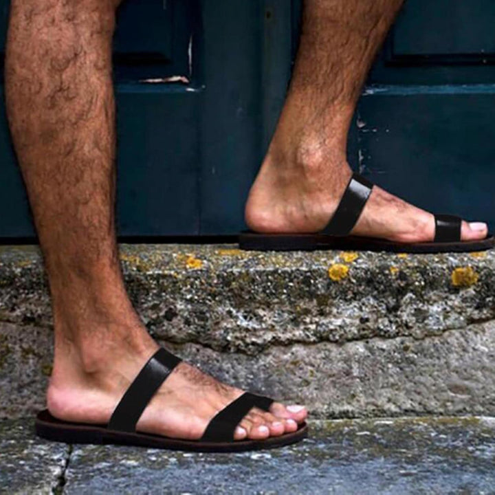 Men's toe ring 2 traps slides summer slip on sandals beach shoes
