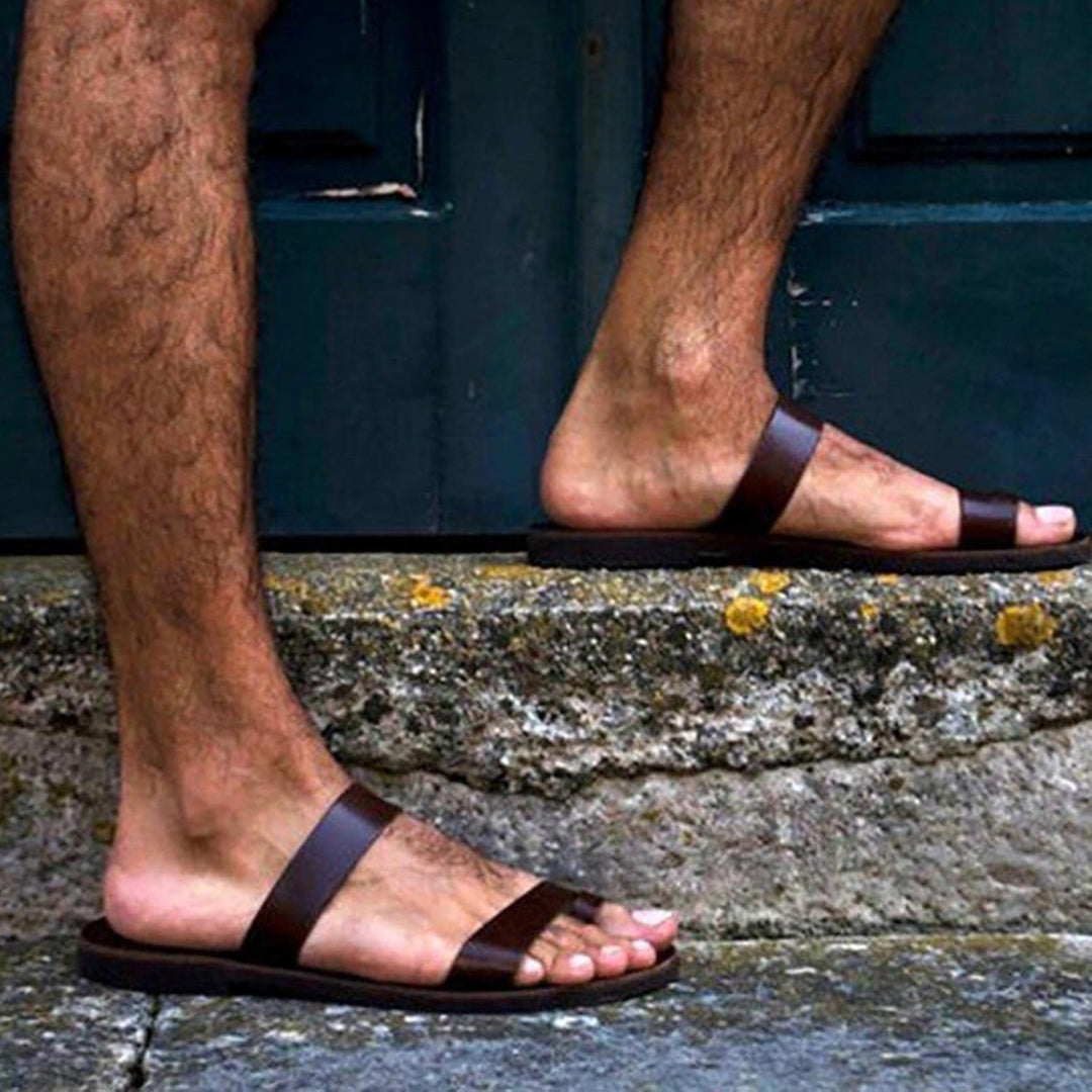 Men's toe ring 2 traps slides summer slip on sandals beach shoes