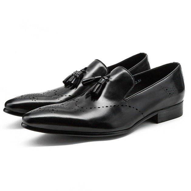 Men stylish tassel loafers hollow formal casual driving slip on leather loafers