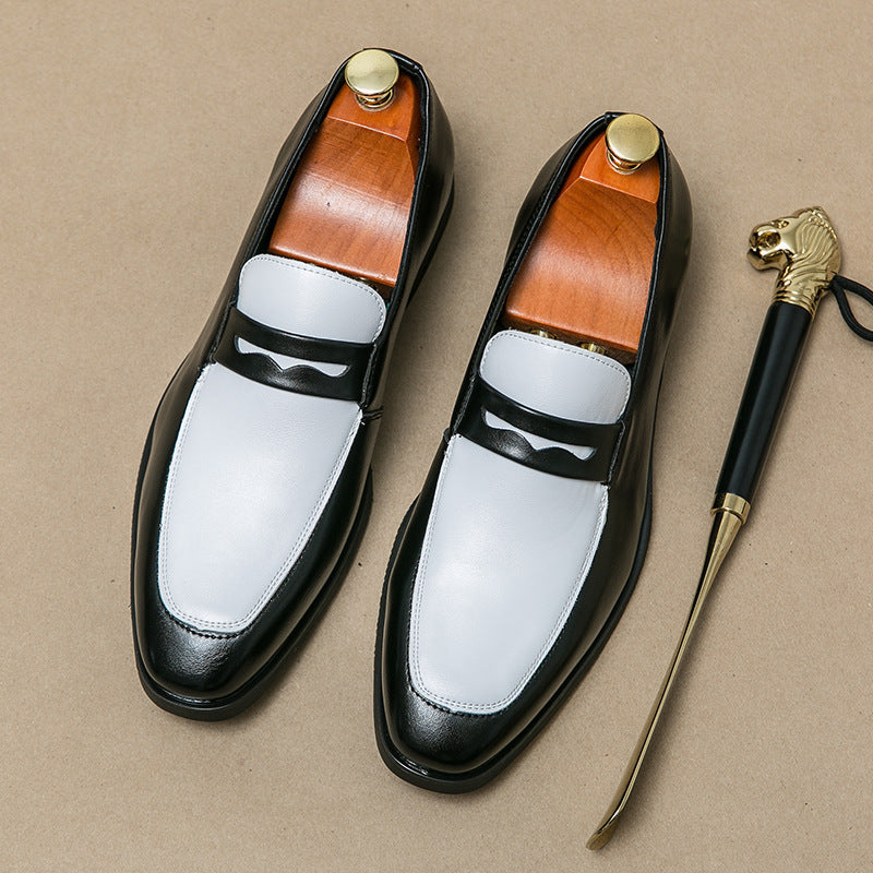 black-white Men's vintage dual-tone penny loafers