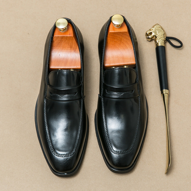 black Men's vintage dual-tone penny loafers