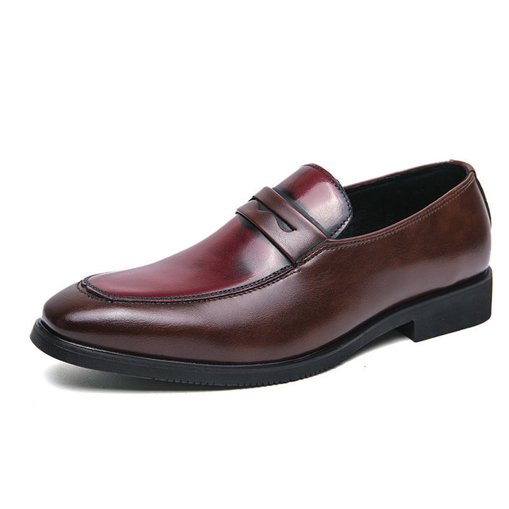 burgundy Men's vintage dual-tone penny loafers