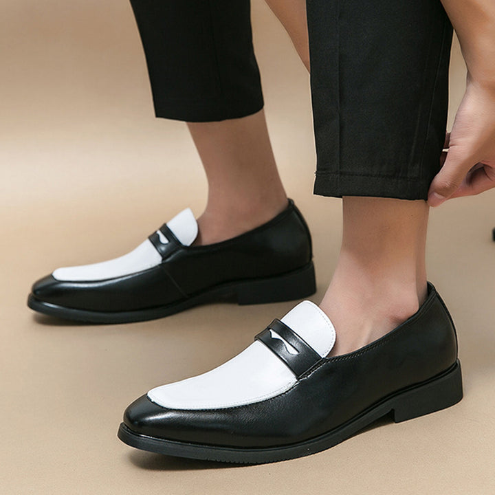 black-white Men's vintage dual-tone penny loafers