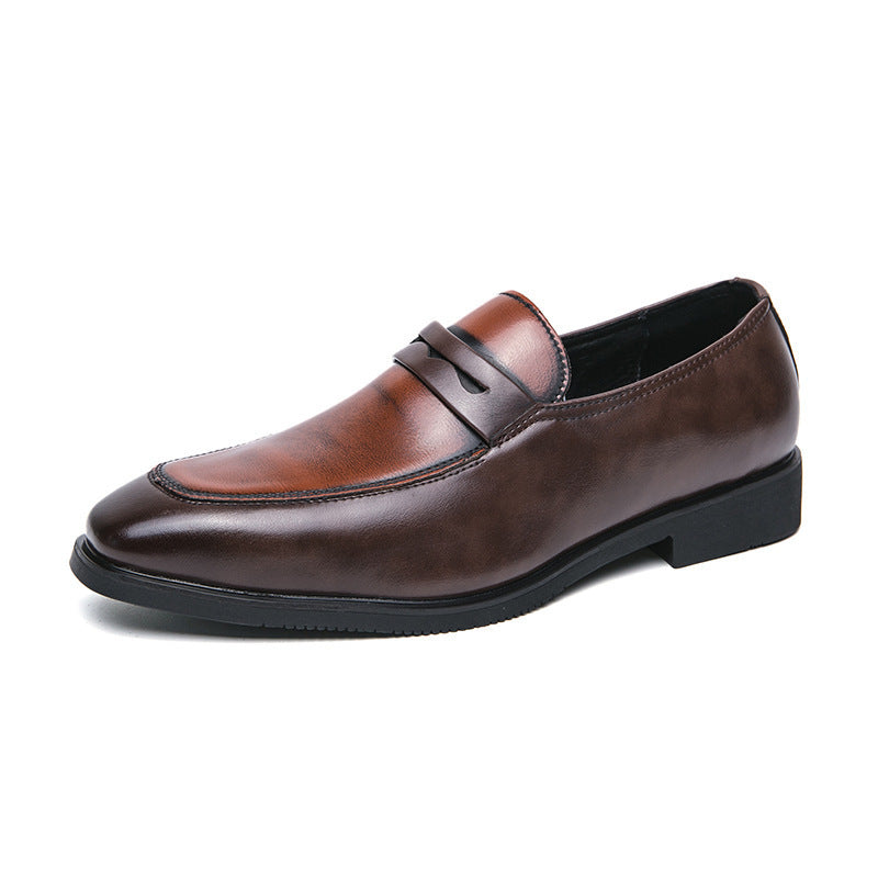 brown Men's vintage dual-tone penny loafers