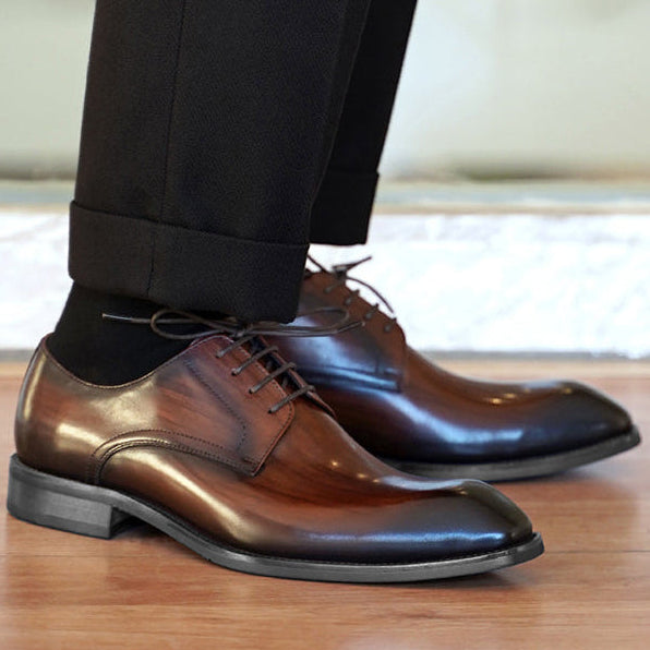Men's vintage faux leather derby shoes - Fashionshoeshouse