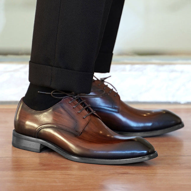 Men's vintage faux leather derby shoes - Fashionshoeshouse