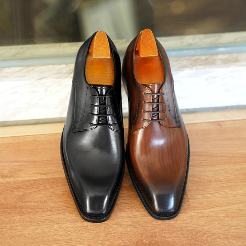 Men's vintage faux leather derby shoes - Fashionshoeshouse