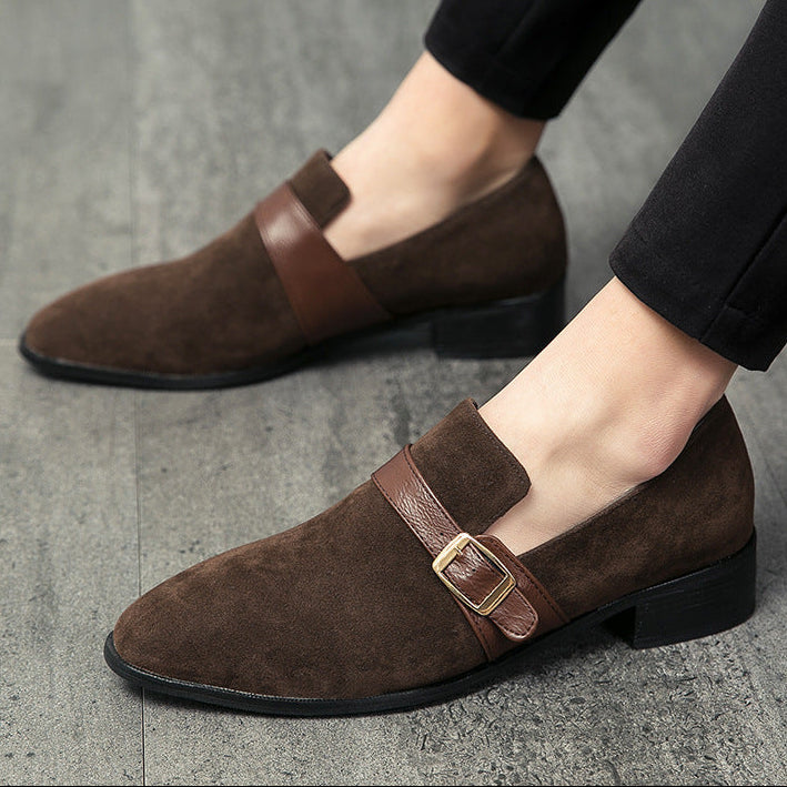 Men's vintage faux suede single monk strap loafers - Fashionshoeshouse