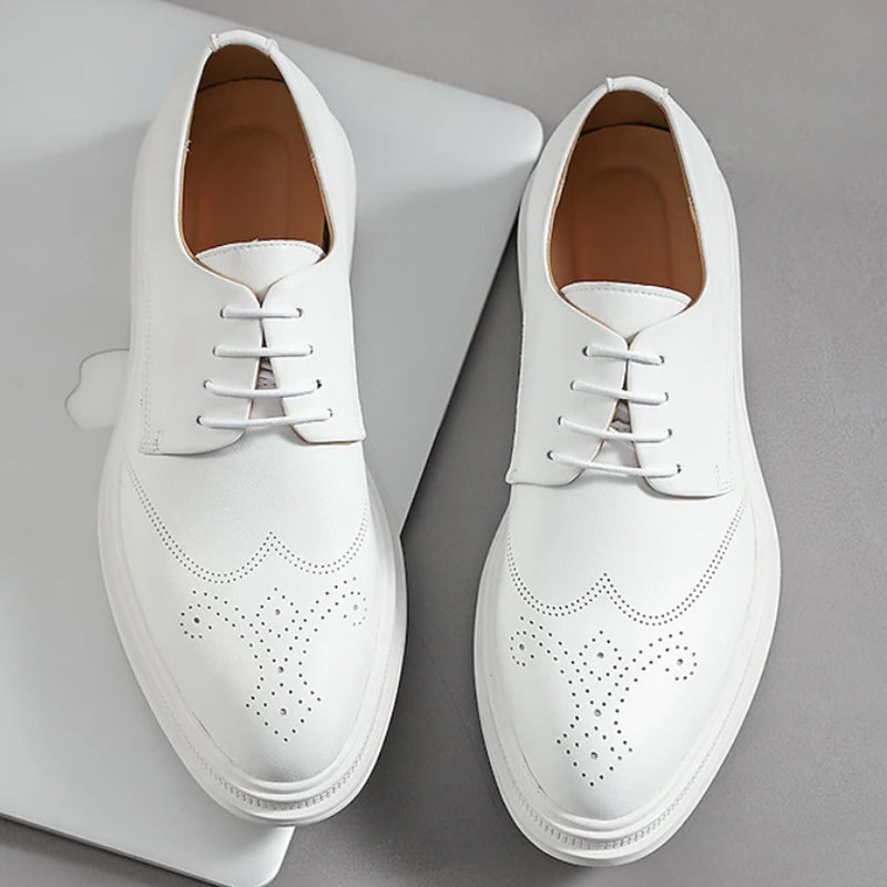 white Men's white wingtip brogue oxford shoes