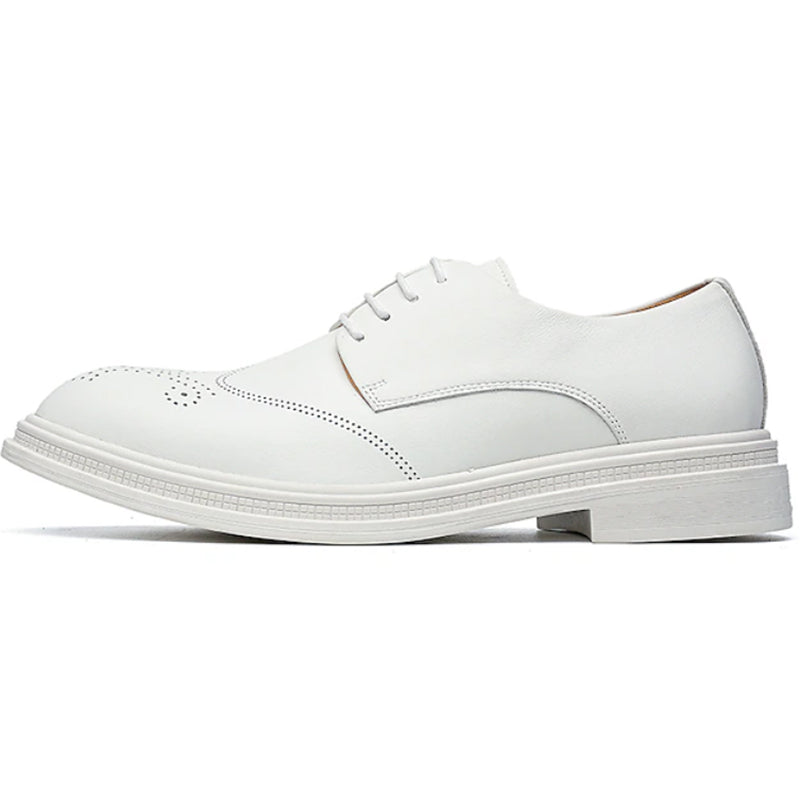 white Men's white wingtip brogue oxford shoes