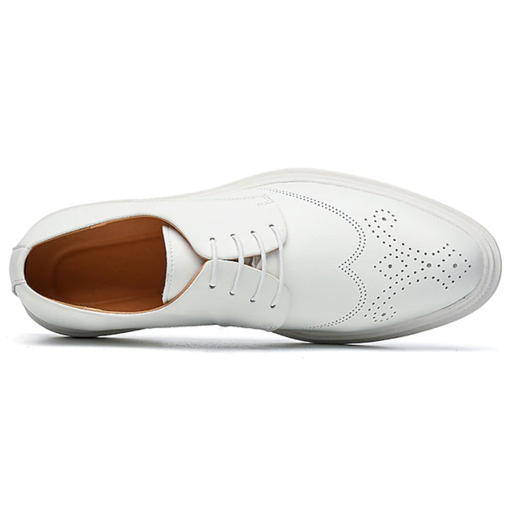 white Men's white wingtip brogue oxford shoes
