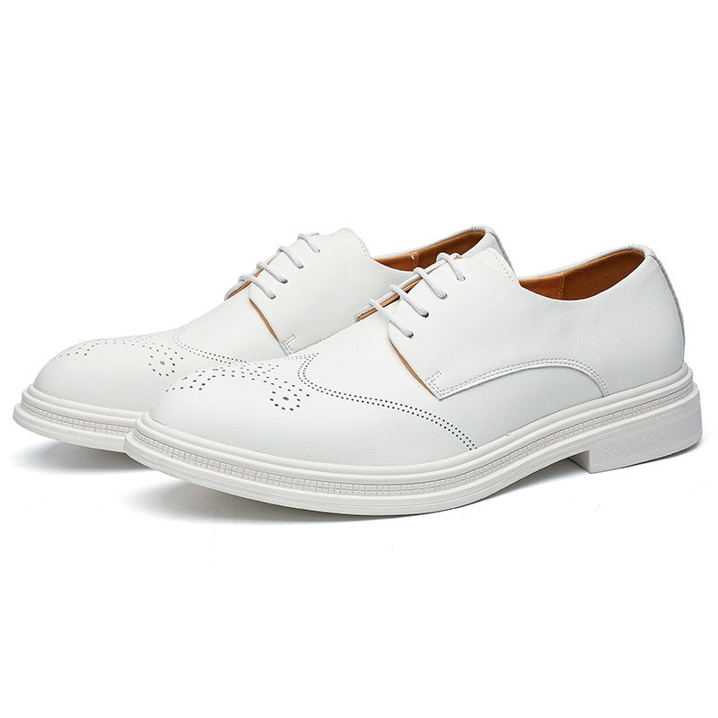 white Men's white wingtip brogue oxford shoes