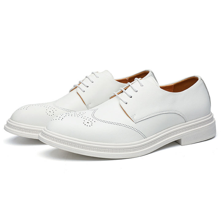 white Men's white wingtip brogue oxford shoes