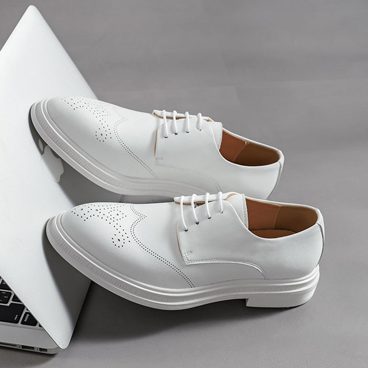 white Men's white wingtip brogue oxford shoes