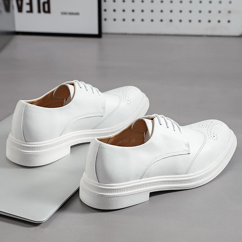Men's White Wingtip Derby Shoes