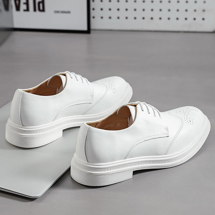 white Men's white wingtip brogue oxford shoes