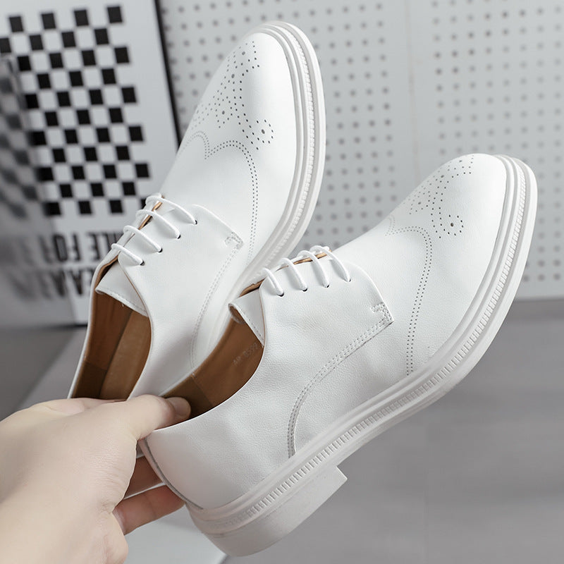 Men's White Wingtip Derby Shoes