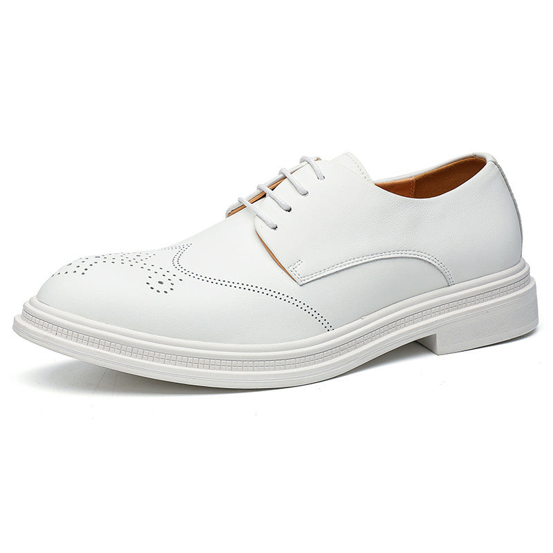 white Men's white wingtip brogue oxford shoes