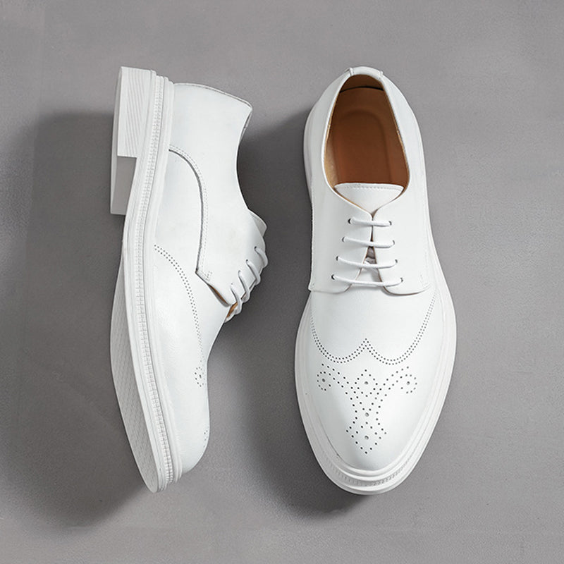 white Men's white wingtip brogue oxford shoes