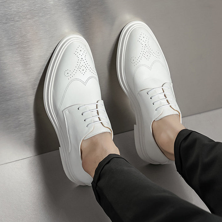 white Men's white wingtip brogue oxford shoes