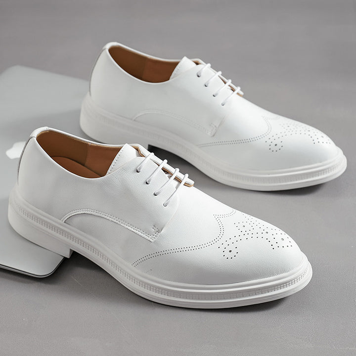 white Men's white wingtip brogue oxford shoes