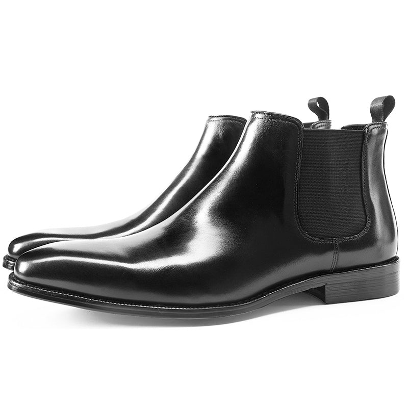 Men leather chelsea boots fashion slip on square toe boots