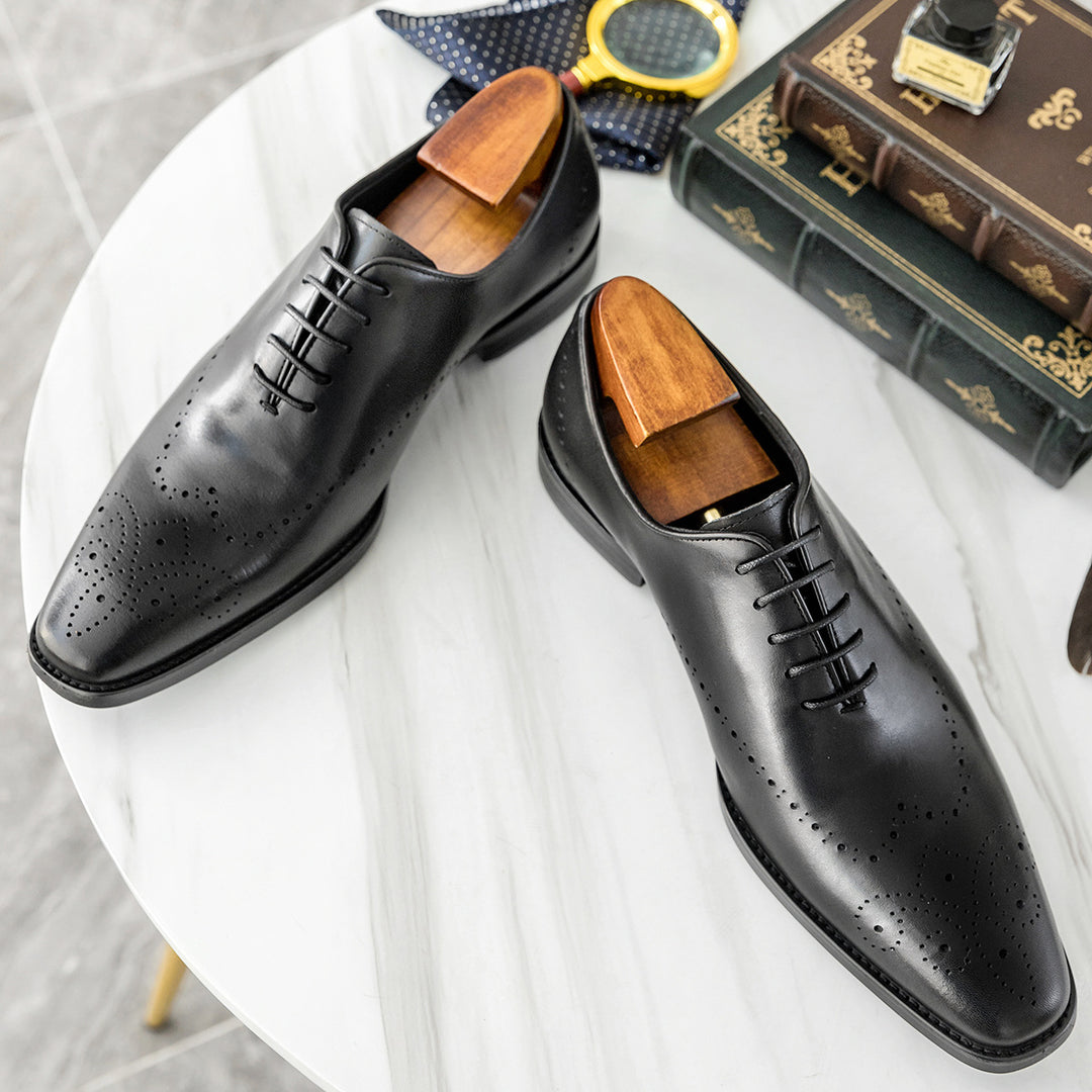 Men leather loafers hollow flower stylish formal loafers