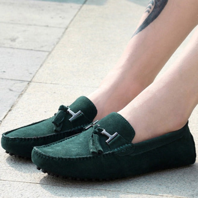 Mens moccasins tassel casual driving slip on suede loafers