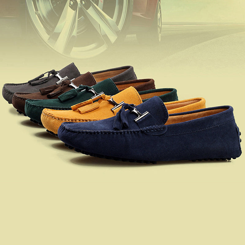 Mens moccasins tassel casual driving slip on suede loafers