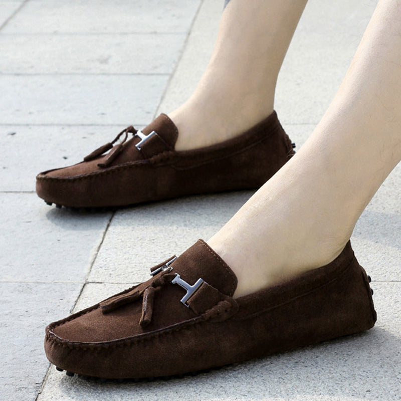 Mens moccasins tassel casual driving slip on suede loafers