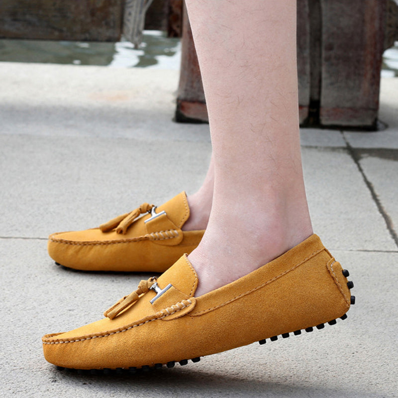 Mens moccasins tassel casual driving slip on suede loafers