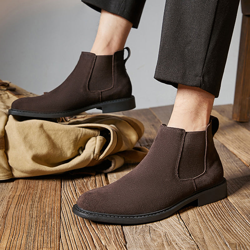 Mens suede chelsea boots England style slip on ankle boots