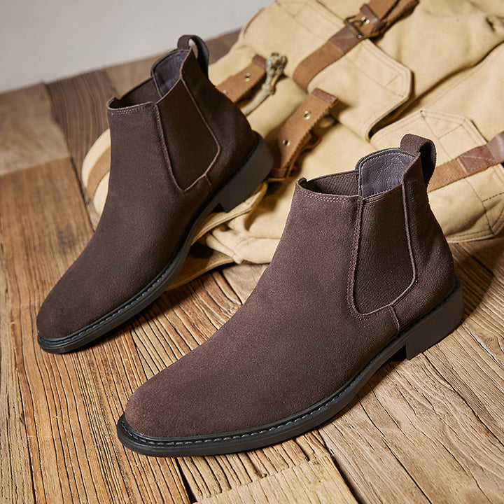 Mens suede chelsea boots England style slip on ankle boots