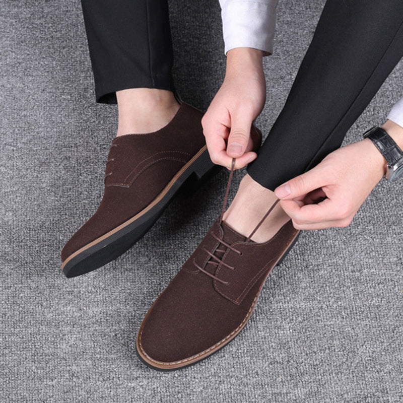 Mens faux suede loafers lace up non slip driving casual loafers