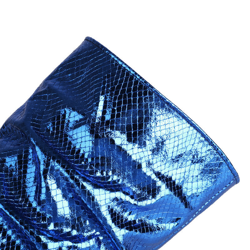 blue Metallic under the knee gogo boots