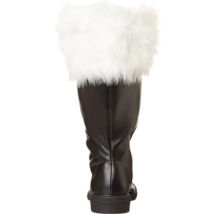 black Mid Calf Santa Claus Boots with Fuzzy Cuffs