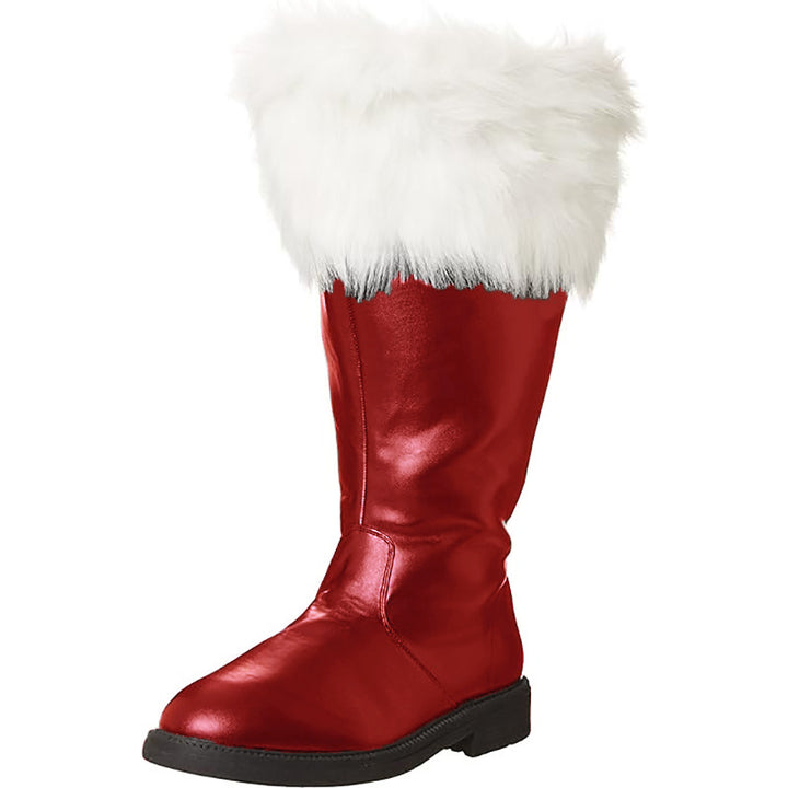Mid Calf Santa Claus Boots with Fuzzy Cuffs