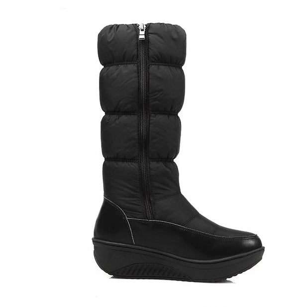 Mid calf down boots for women wedge heel warm winter boots