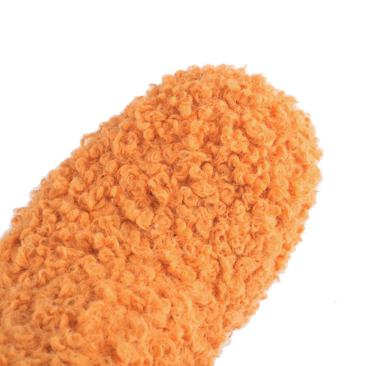 orange Mid calf furry shearling boots warm plush lined boots