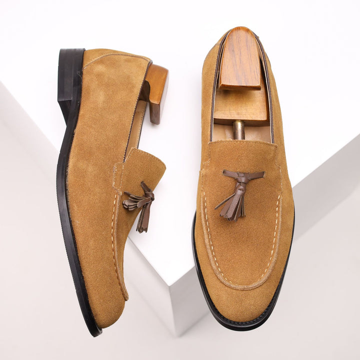 camel men's summer slip-on tassels loafers