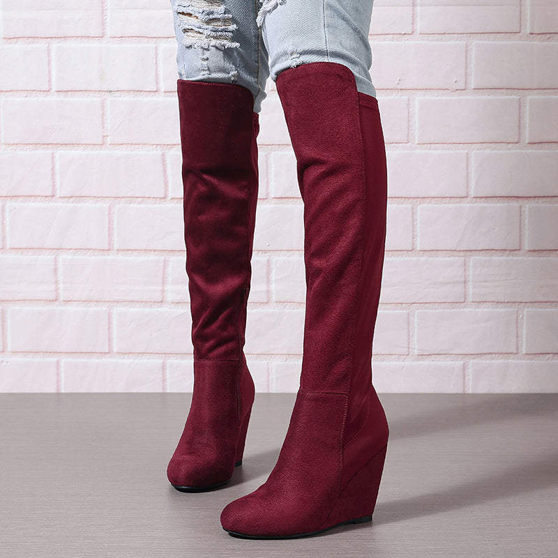 Over the knee wedge heels boots