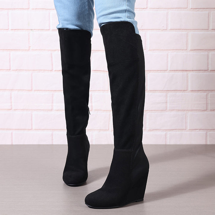 Over the knee wedge heels boots