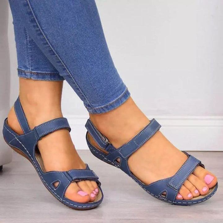 Peep toe velcro sandals with ankle strap