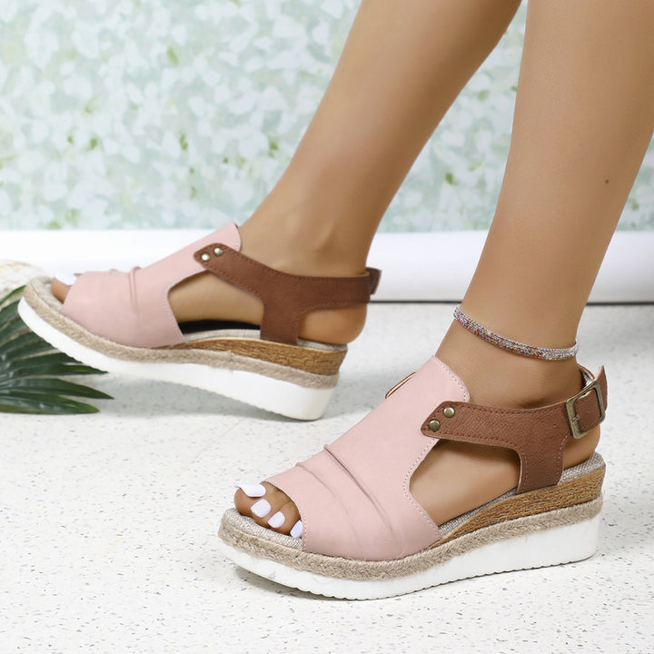 Peep toe wedge heels sandals with arch support